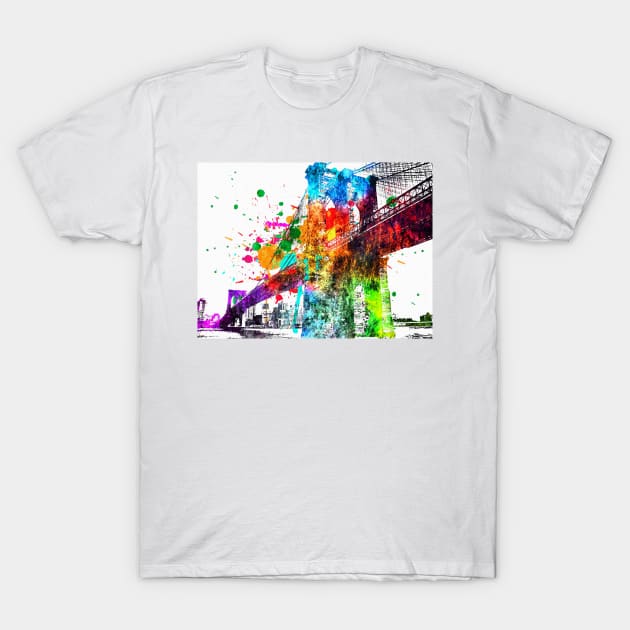Brooklyn Bridge Grunge T-Shirt by danieljanda